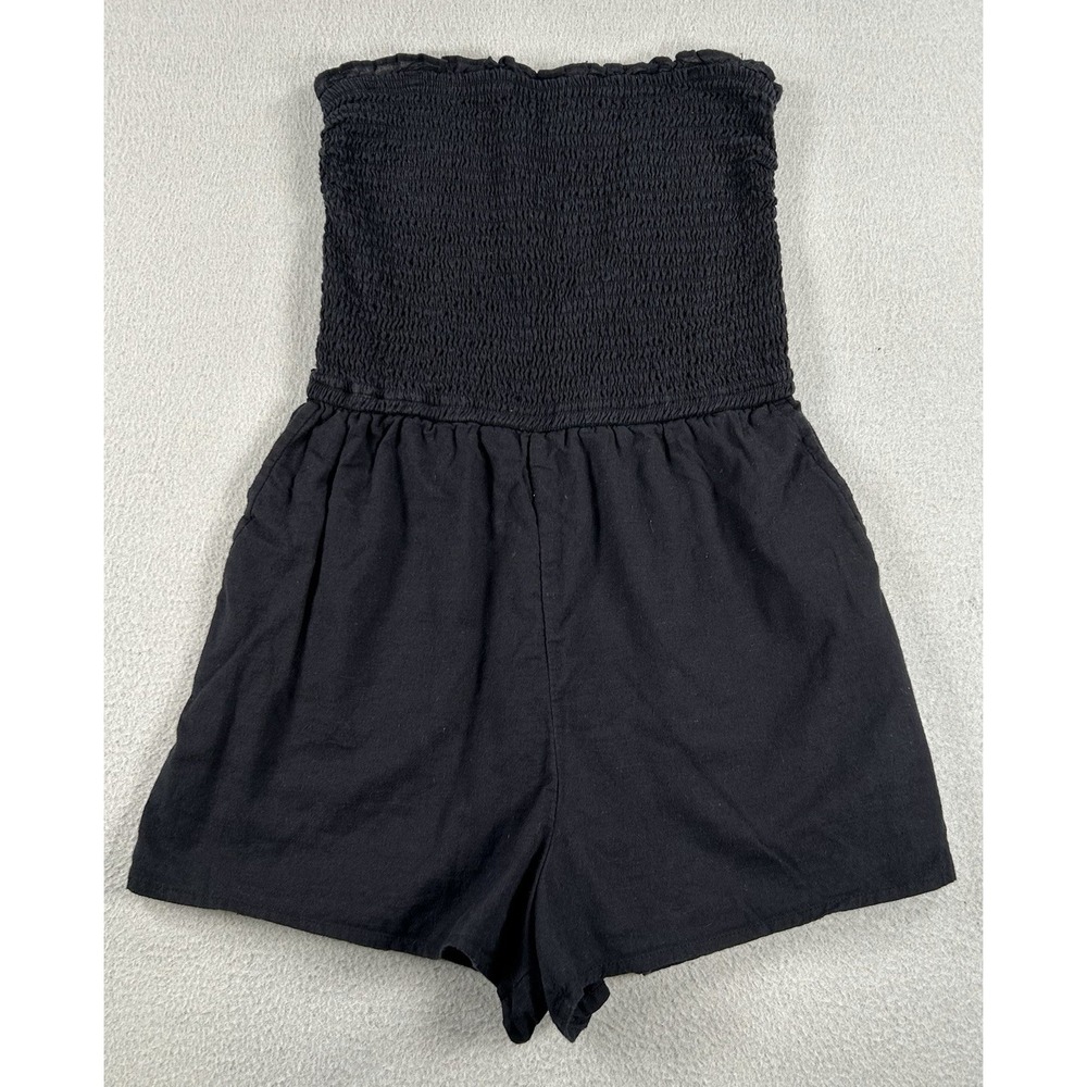 Abercrombie & Fitch Smocked Romper Black Strapless Tube Top SMALL